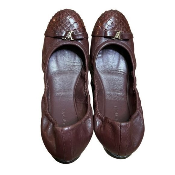 Louis Vuitton Python Elba Flats Burgundy Leather Ballet Shoes - Picture 6 of 11